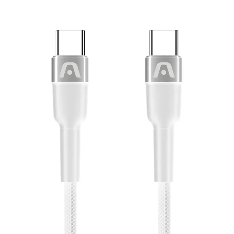 CABLE TRENZADO DE NAILON DURA SPEED DE 65W TIPO C EN AMBOS LADOS DE 1.8M BLANCO ARGCB0047